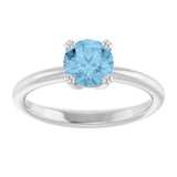 10K Gold Oval Natural Sky Blue Topaz Double-Prong Ring - White Gold - view 3