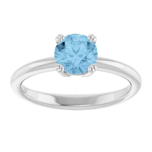 10K Gold Oval Natural Sky Blue Topaz Double-Prong Ring - White Gold - view 3