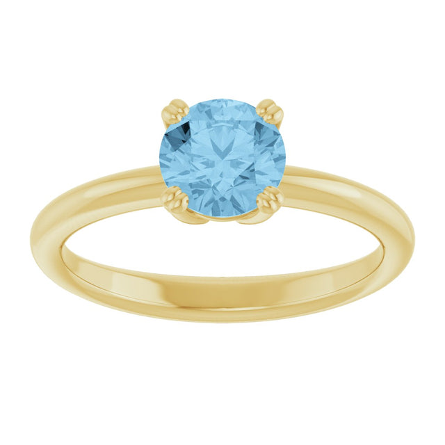 10K Gold Oval Natural Sky Blue Topaz Double-Prong Ring - Yellow Gold - view 3