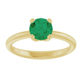 10K Gold Oval Lab-Grown Emerald Double-Prong Ring - Yellow Gold - view 3