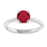 10K Gold Oval Lab-Grown Ruby Double-Prong Ring - White Gold - view 3