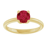 10K Gold Oval Lab-Grown Ruby Double-Prong Ring - Yellow Gold - view 3