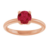 14K Gold Oval Lab-Grown Ruby Double-Prong Ring - Rose Gold - view 3