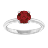 10K Gold Oval Natural Mozambique Garnet Double-Prong Ring - White Gold - view 3