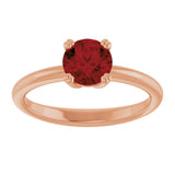 14K Gold Emerald Natural Mozambique Garnet Double-Prong Ring - Rose Gold - view 3