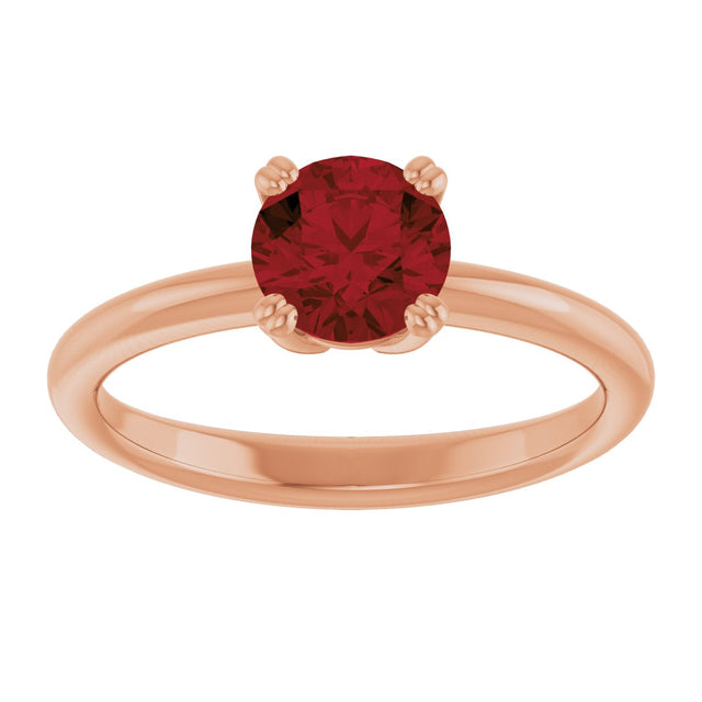 14K Gold Emerald Natural Mozambique Garnet Double-Prong Ring - Rose Gold - view 3
