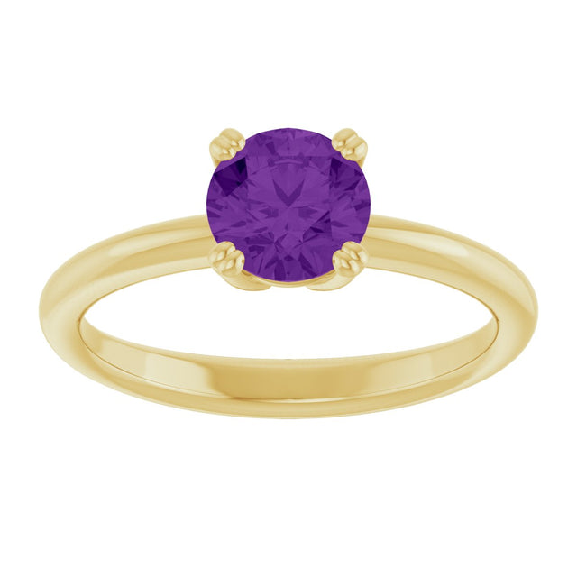 10K Gold Oval Natural Amethyst Double-Prong Ring - Yellow Gold - view 3