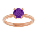 14K Gold Emerald Natural Amethyst Double-Prong Ring - Rose Gold - view 3