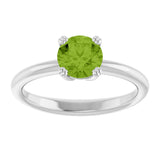 10K Gold Oval Natural Peridot Double-Prong Ring - White Gold - view 3