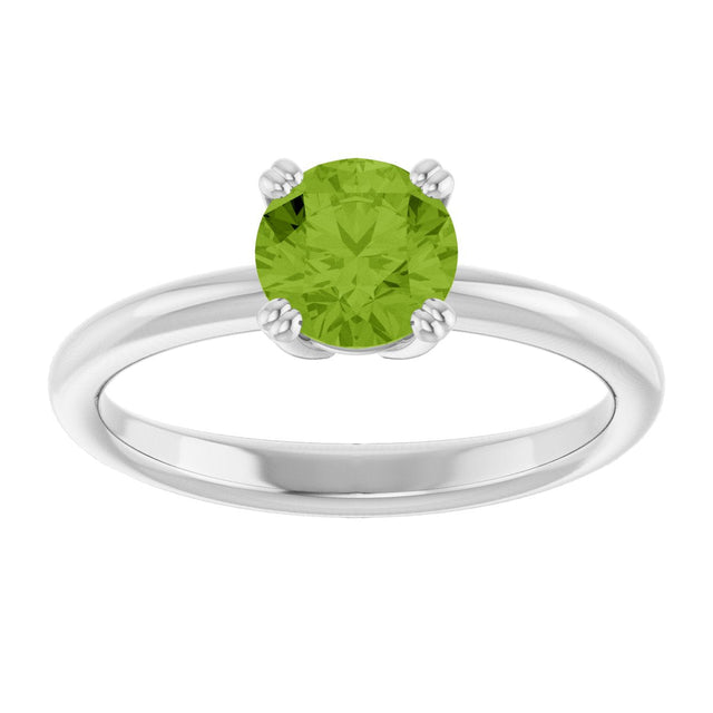 10K Gold Oval Natural Peridot Double-Prong Ring - White Gold - view 3