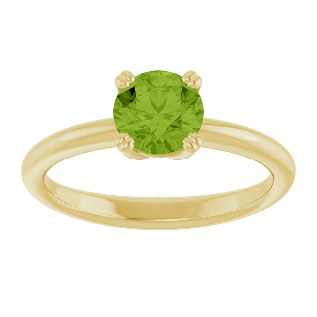 14K Gold Emerald Natural Peridot Double-Prong Ring - Yellow Gold - view 3