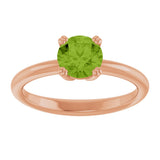 14K Gold Emerald Natural Peridot Double-Prong Ring - Rose Gold - view 3