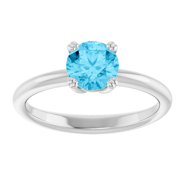 10K Gold Oval Natural Aquamarine Double-Prong Ring - White Gold - view 3