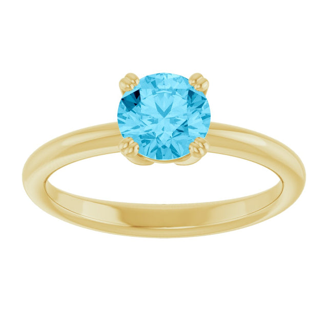 10K Gold Oval Natural Aquamarine Double-Prong Ring - Yellow Gold - view 3