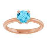 14K Gold Oval Natural Aquamarine Double-Prong Ring - Rose Gold - view 3