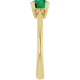 10K Gold Oval Lab-Grown Emerald Double-Prong Ring - Yellow Gold - view 4