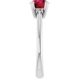 10K Gold Oval Lab-Grown Ruby Double-Prong Ring - White Gold - view 4