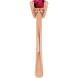 14K Gold Oval Lab-Grown Ruby Double-Prong Ring - Rose Gold - view 4