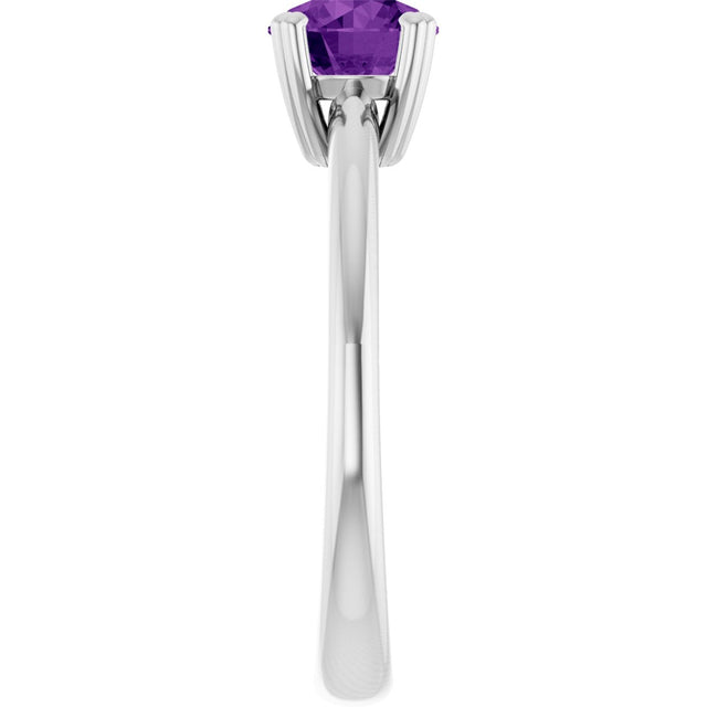 10K Gold Oval Natural Amethyst Double-Prong Ring - White Gold - view 4
