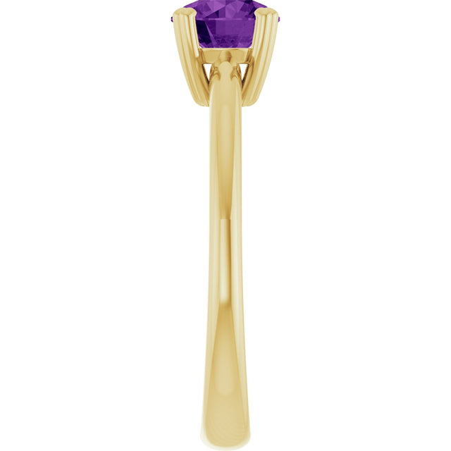 10K Gold Oval Natural Amethyst Double-Prong Ring - Yellow Gold - view 4