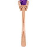 14K Gold Emerald Natural Amethyst Double-Prong Ring - Rose Gold - view 4