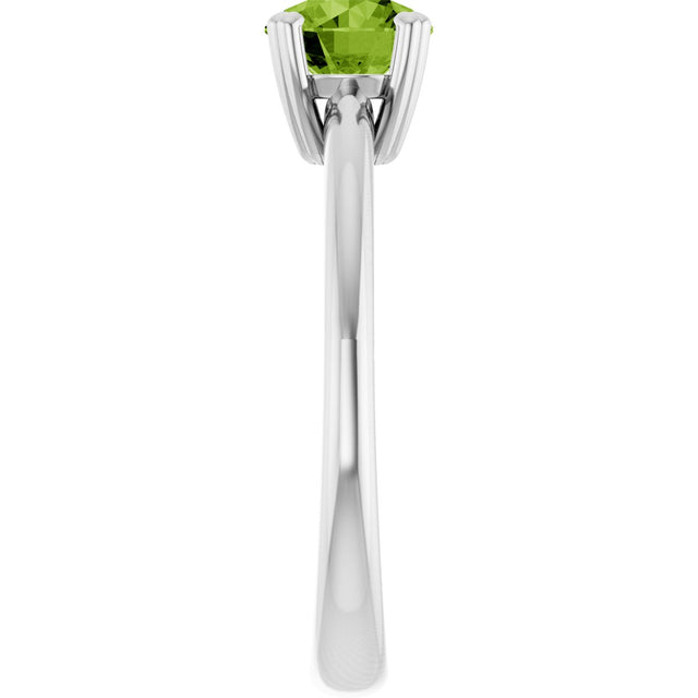 10K Gold Oval Natural Peridot Double-Prong Ring - White Gold - view 4