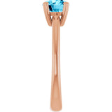 14K Gold Oval Natural Aquamarine Double-Prong Ring - Rose Gold - view 4