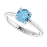 Platinum Oval Natural Sky Blue Topaz Double-Prong Ring - view 5