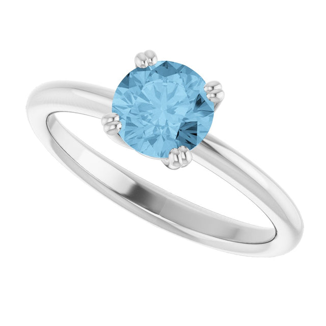 10K Gold Oval Natural Sky Blue Topaz Double-Prong Ring - White Gold - view 5