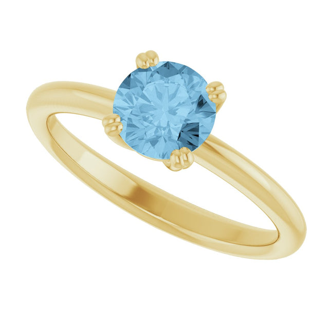 14K Gold Oval Natural Sky Blue Topaz Double-Prong Ring - Yellow Gold - view 5