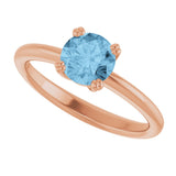 14K Gold Oval Natural Sky Blue Topaz Double-Prong Ring - Rose Gold - view 5