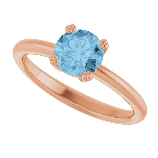 14K Gold Oval Natural Sky Blue Topaz Double-Prong Ring - Rose Gold - view 5