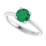 14K Gold Oval Lab-Grown Emerald Double-Prong Ring - White Gold - view 5