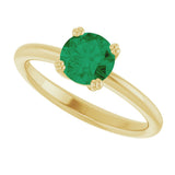 10K Gold Oval Lab-Grown Emerald Double-Prong Ring - Yellow Gold - view 5