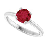 10K Gold Oval Lab-Grown Ruby Double-Prong Ring - White Gold - view 5