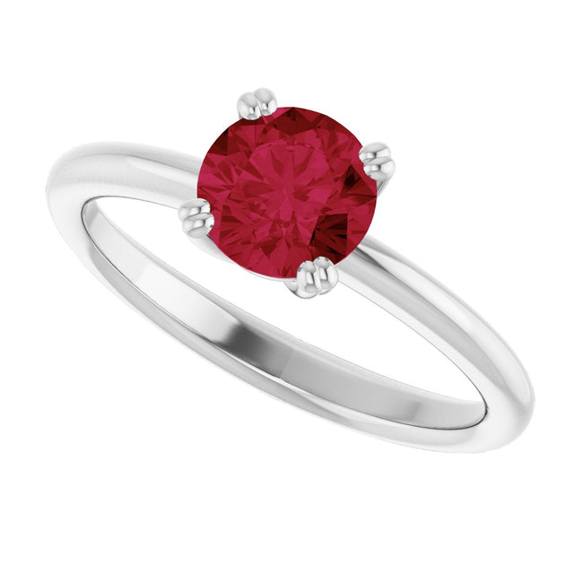 10K Gold Oval Lab-Grown Ruby Double-Prong Ring - White Gold - view 5
