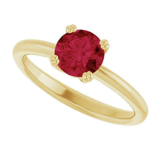 10K Gold Oval Lab-Grown Ruby Double-Prong Ring - Yellow Gold - view 5