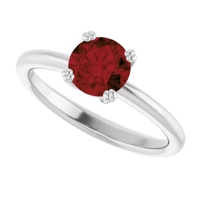 10K Gold Oval Natural Mozambique Garnet Double-Prong Ring - White Gold - view 5
