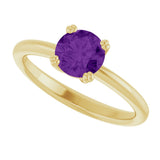 10K Gold Oval Natural Amethyst Double-Prong Ring - Yellow Gold - view 5