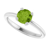 10K Gold Oval Natural Peridot Double-Prong Ring - White Gold - view 5