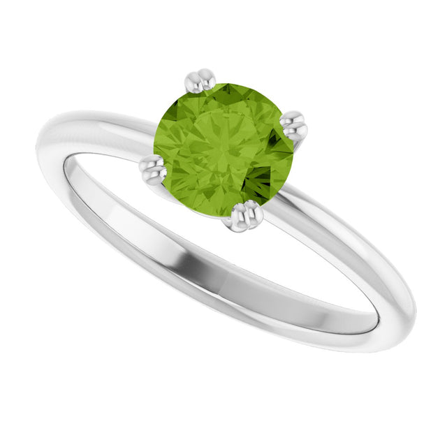 10K Gold Oval Natural Peridot Double-Prong Ring - White Gold - view 5