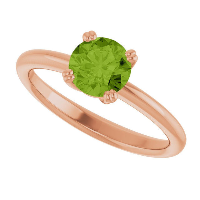 14K Gold Emerald Natural Peridot Double-Prong Ring - Rose Gold - view 5