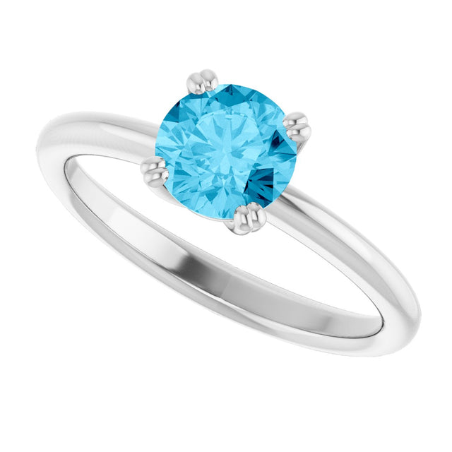10K Gold Oval Natural Aquamarine Double-Prong Ring - White Gold - view 5