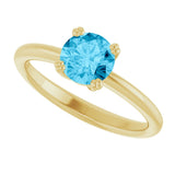 10K Gold Oval Natural Aquamarine Double-Prong Ring - Yellow Gold - view 5