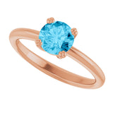 14K Gold Oval Natural Aquamarine Double-Prong Ring - Rose Gold - view 5