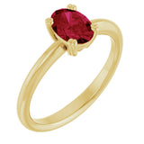 14K Gold Oval Lab-Grown Ruby Double-Prong Ring - Yellow Gold