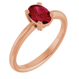 14K Gold Oval Lab-Grown Ruby Double-Prong Ring - Rose Gold