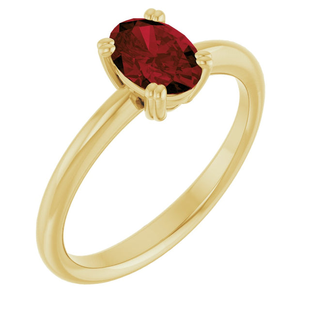 10K Gold Oval Natural Mozambique Garnet Double-Prong Ring - Yellow Gold