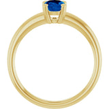 10K Gold Oval Lab-Grown Blue Sapphire Double-Prong Ring - Yellow Gold - view 2