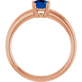 14K Gold Oval Lab-Grown Blue Sapphire Double-Prong Ring - Rose Gold - view 2